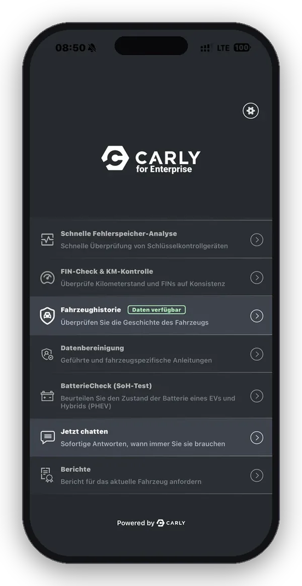 Carly Enterprise app — further features incl. battery check